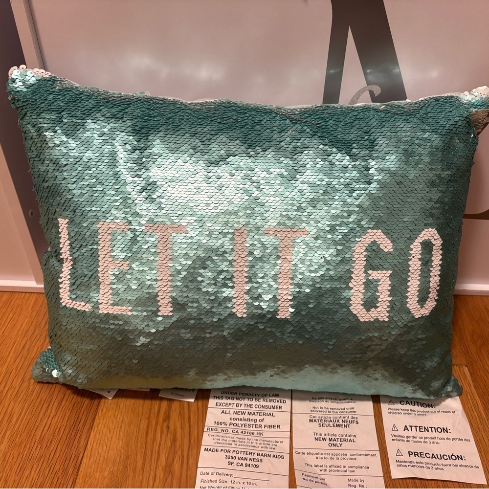 Pottery barn let it go pillow - NWT reversible sequins